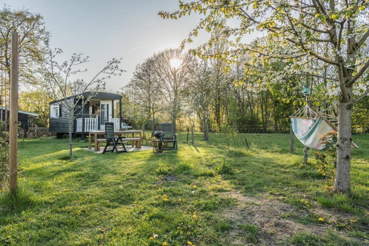 Pipowagen Elsebein Groningen Westerwolde Unieke Ligging Met Eigen Tuin En Vrij Uitzicht Over Veld Naar Natuurgebied Onstwedde Dış mekan fotoğraf